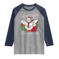 Funny Christmas Goose Raglan Shirt Dear Santa I Can Explain Cute Xmas Meme - Wonder Print Shop