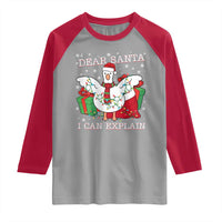 Funny Christmas Goose Raglan Shirt Dear Santa I Can Explain Cute Xmas Meme - Wonder Print Shop