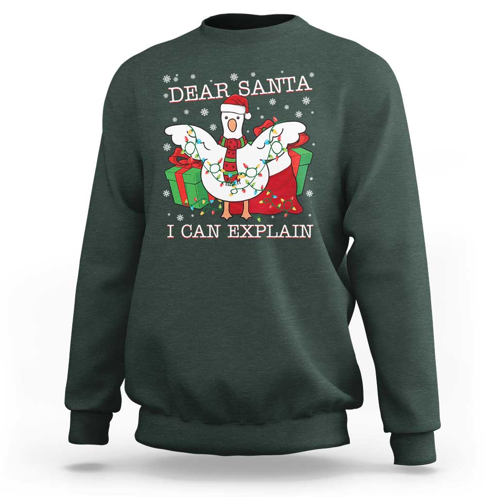 Funny Christmas Goose Sweatshirt Dear Santa I Can Explain Cute Xmas Meme - Wonder Print Shop