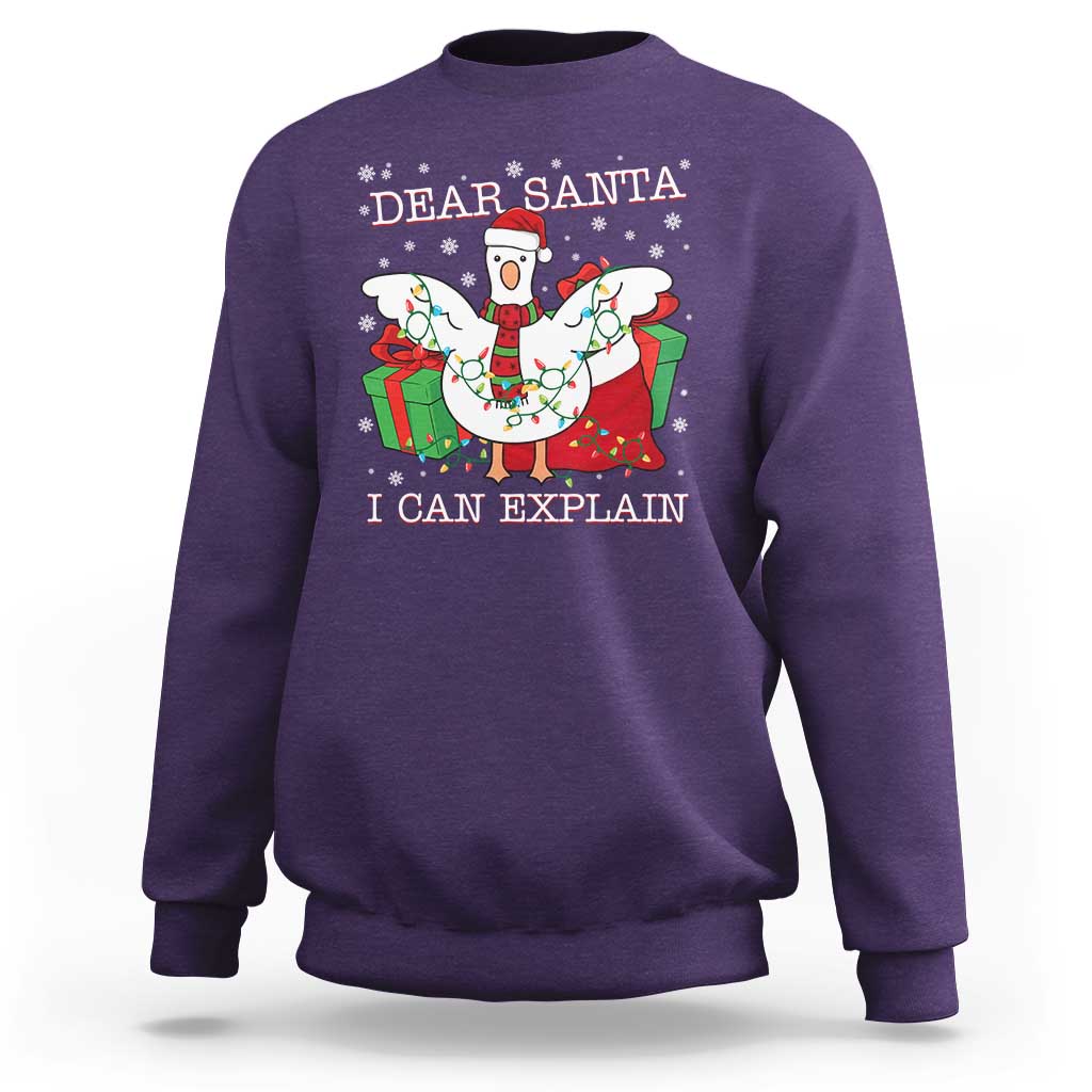Funny Christmas Goose Sweatshirt Dear Santa I Can Explain Cute Xmas Meme - Wonder Print Shop