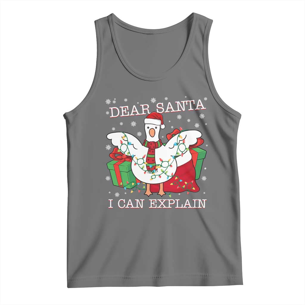 Funny Christmas Goose Tank Top Dear Santa I Can Explain Cute Xmas Meme - Wonder Print Shop