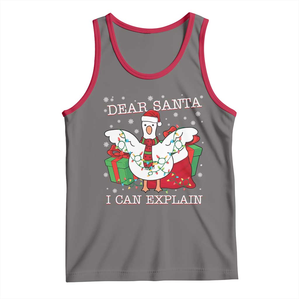 Funny Christmas Goose Tank Top Dear Santa I Can Explain Cute Xmas Meme - Wonder Print Shop