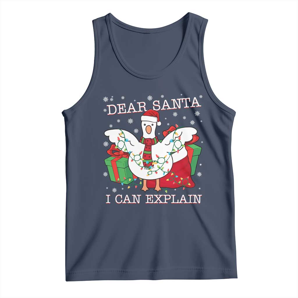 Funny Christmas Goose Tank Top Dear Santa I Can Explain Cute Xmas Meme - Wonder Print Shop