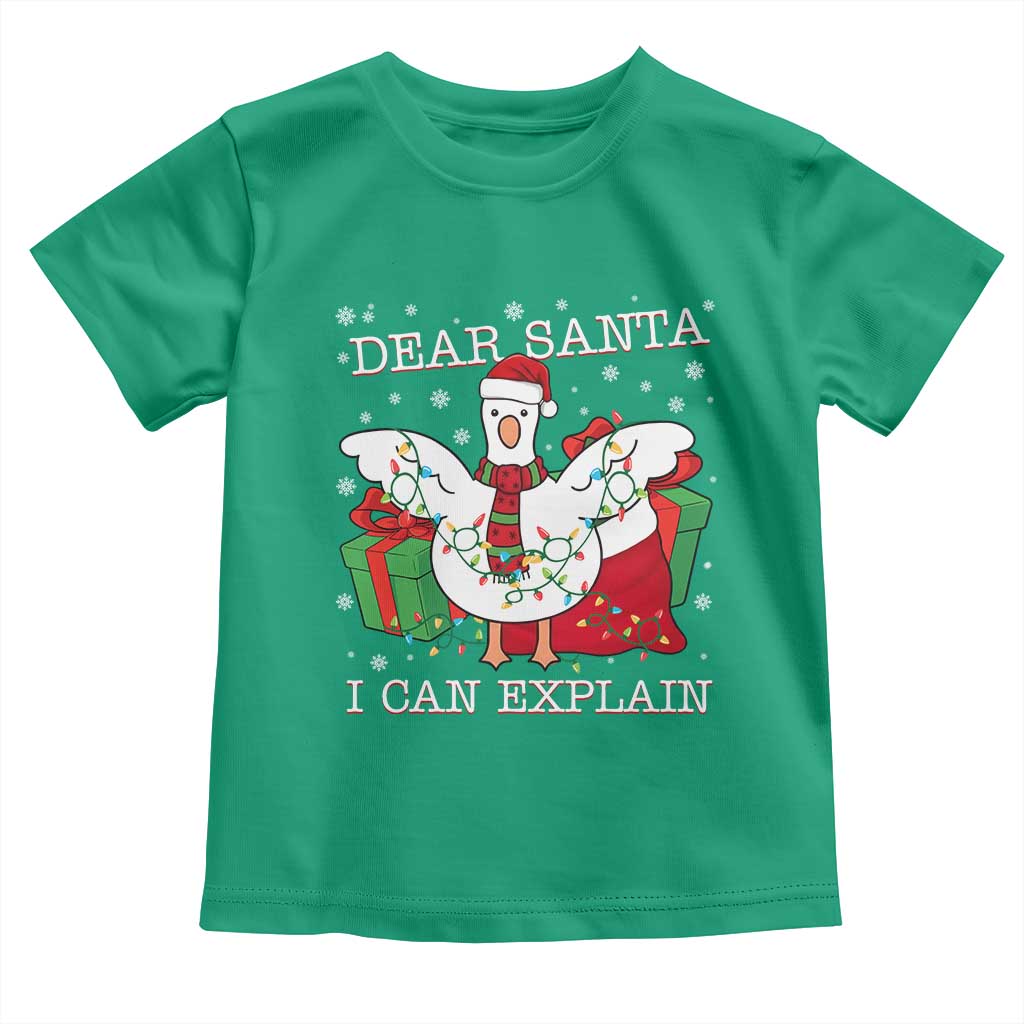 Funny Christmas Goose Toddler T Shirt Dear Santa I Can Explain Cute Xmas Meme - Wonder Print Shop