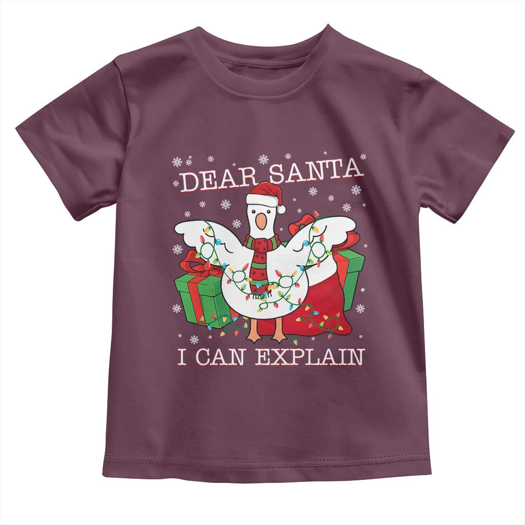 Funny Christmas Goose Toddler T Shirt Dear Santa I Can Explain Cute Xmas Meme - Wonder Print Shop