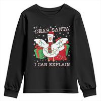Funny Christmas Goose Youth Sweatshirt Dear Santa I Can Explain Cute Xmas Meme - Wonder Print Shop