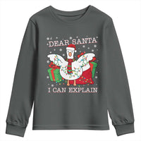 Funny Christmas Goose Youth Sweatshirt Dear Santa I Can Explain Cute Xmas Meme - Wonder Print Shop