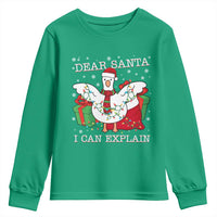 Funny Christmas Goose Youth Sweatshirt Dear Santa I Can Explain Cute Xmas Meme - Wonder Print Shop