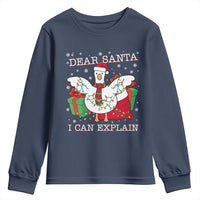 Funny Christmas Goose Youth Sweatshirt Dear Santa I Can Explain Cute Xmas Meme - Wonder Print Shop