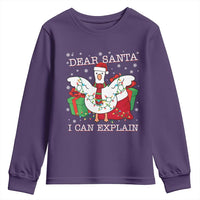 Funny Christmas Goose Youth Sweatshirt Dear Santa I Can Explain Cute Xmas Meme - Wonder Print Shop