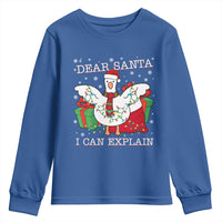 Funny Christmas Goose Youth Sweatshirt Dear Santa I Can Explain Cute Xmas Meme - Wonder Print Shop