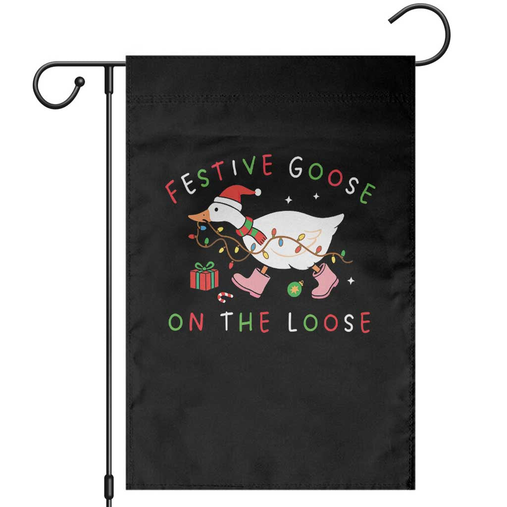 Funny Christmas Goose Garden Flag Festive Goose On The Loose Xmas Duck Meme - Wonder Print Shop