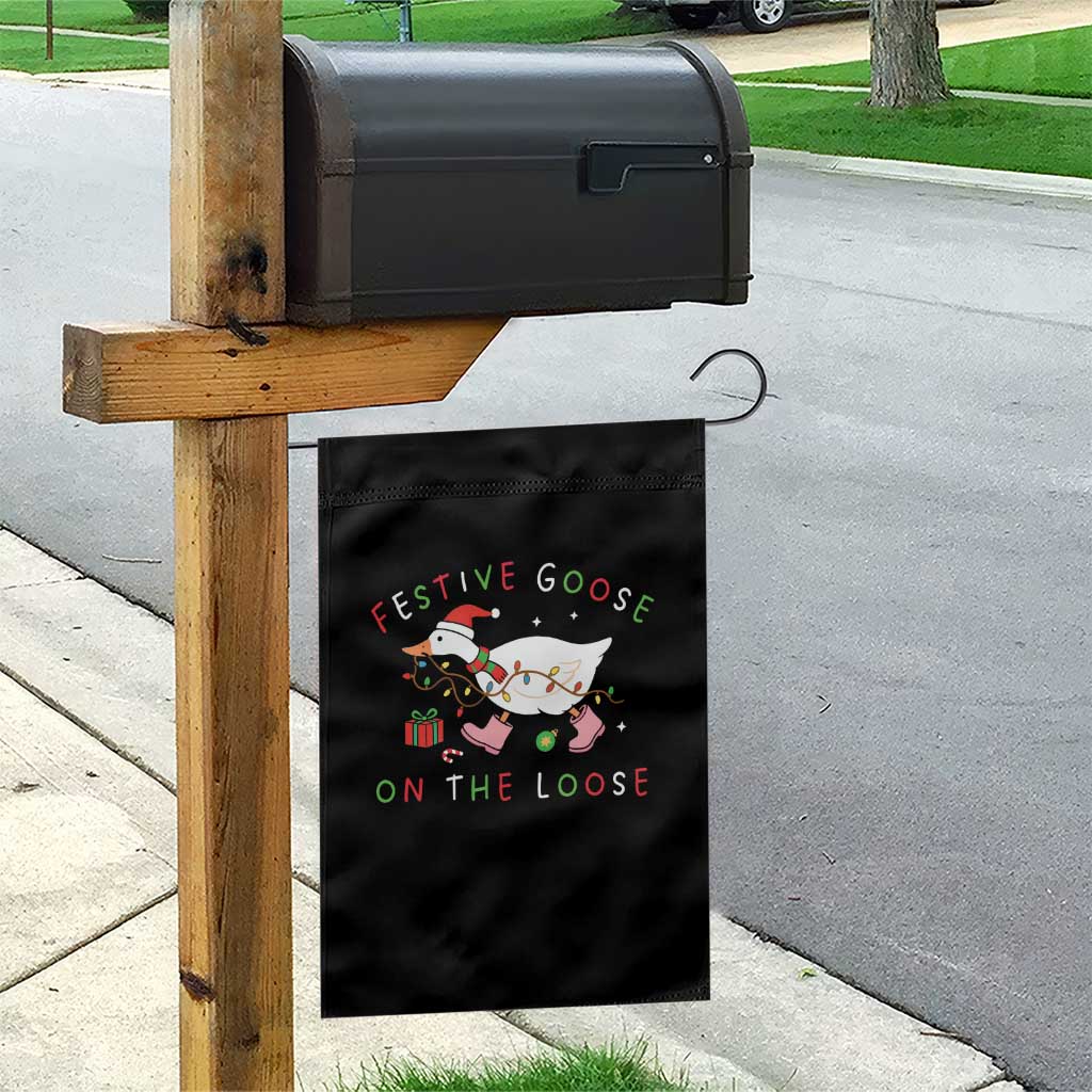 Funny Christmas Goose Garden Flag Festive Goose On The Loose Xmas Duck Meme - Wonder Print Shop