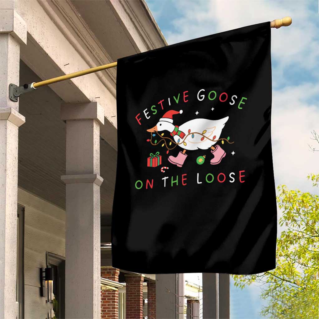 Funny Christmas Goose Garden Flag Festive Goose On The Loose Xmas Duck Meme - Wonder Print Shop