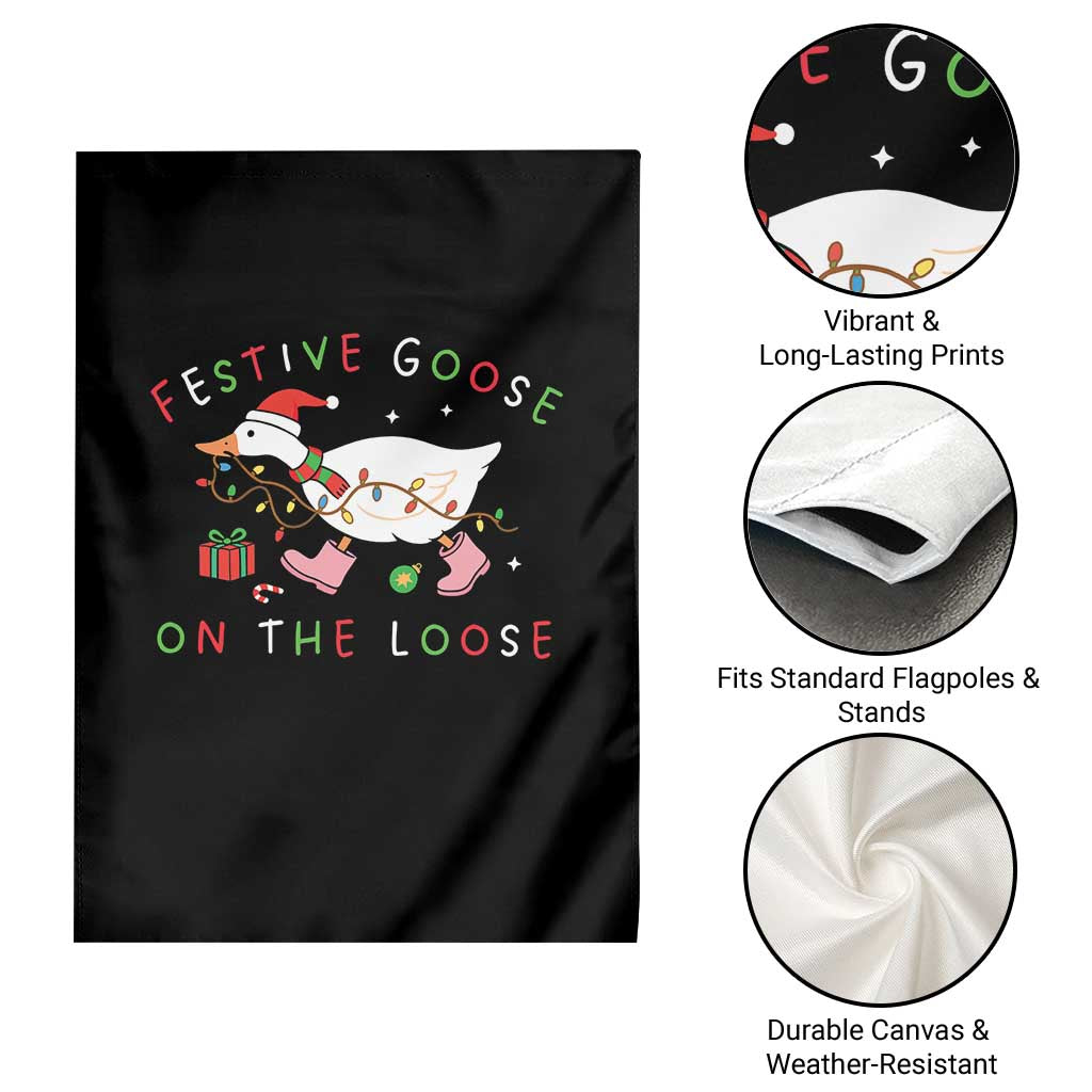 Funny Christmas Goose Garden Flag Festive Goose On The Loose Xmas Duck Meme - Wonder Print Shop