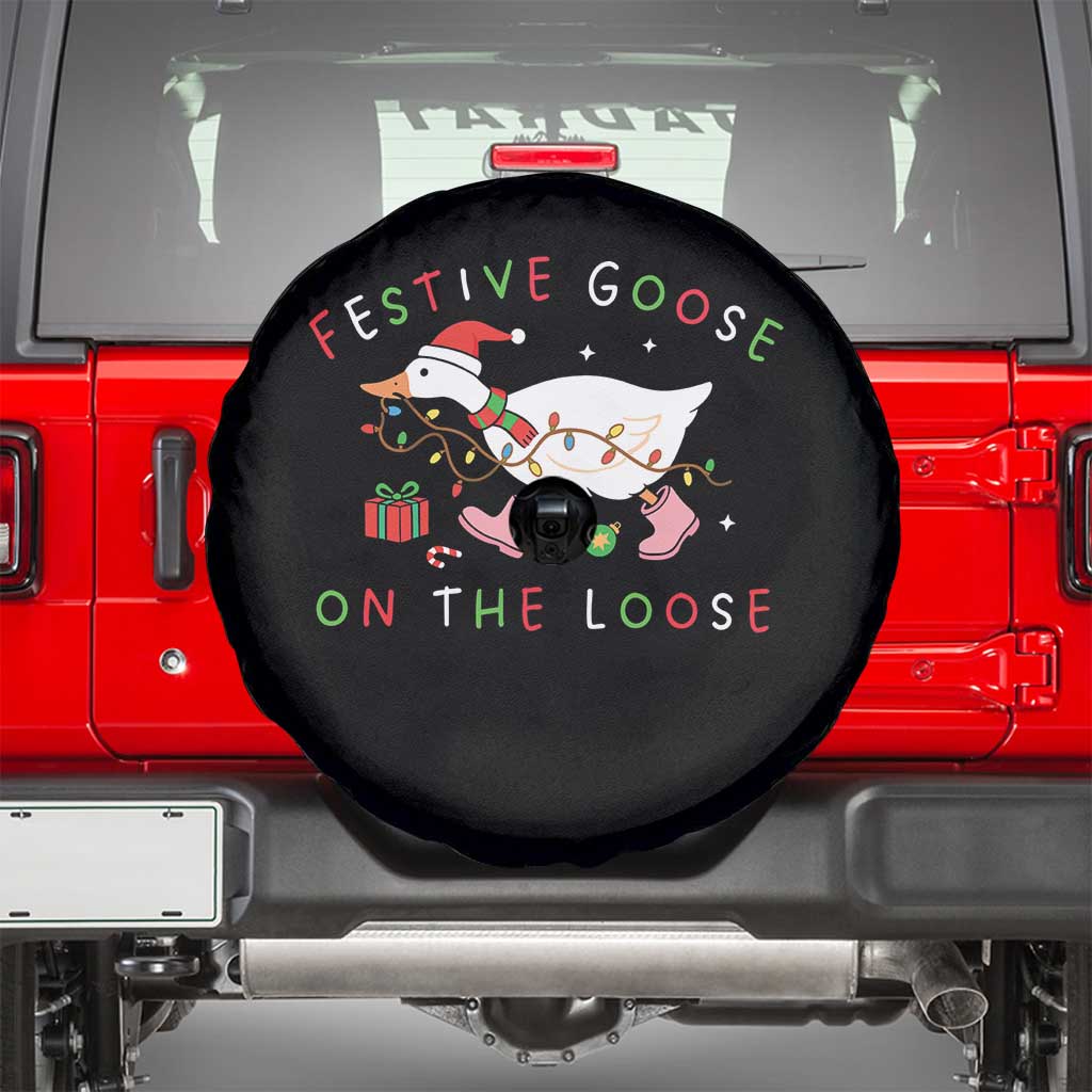 Funny Christmas Goose Spare Tire Cover Festive Goose On The Loose Xmas Duck Meme - Wonder Print Shop