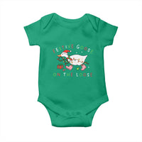 Funny Christmas Goose Baby Onesie Festive Goose On The Loose Xmas Duck Meme - Wonder Print Shop