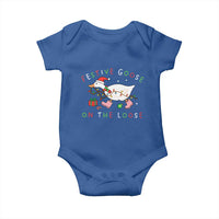 Funny Christmas Goose Baby Onesie Festive Goose On The Loose Xmas Duck Meme - Wonder Print Shop