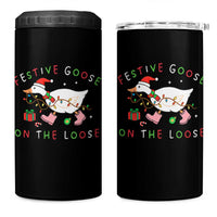 Funny Christmas Goose 4 in 1 Can Cooler Tumbler Festive Goose On The Loose Xmas Duck Meme - Wonder Print Shop