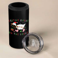 Funny Christmas Goose 4 in 1 Can Cooler Tumbler Festive Goose On The Loose Xmas Duck Meme - Wonder Print Shop