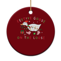 Funny Christmas Goose Ceramic Ornament Festive Goose On The Loose Xmas Duck Meme - Wonder Print Shop