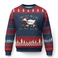 Funny Xmas Goose Ugly Christmas Sweater Festive Goose On The Loose Xmas Duck Meme - Wonder Print Shop