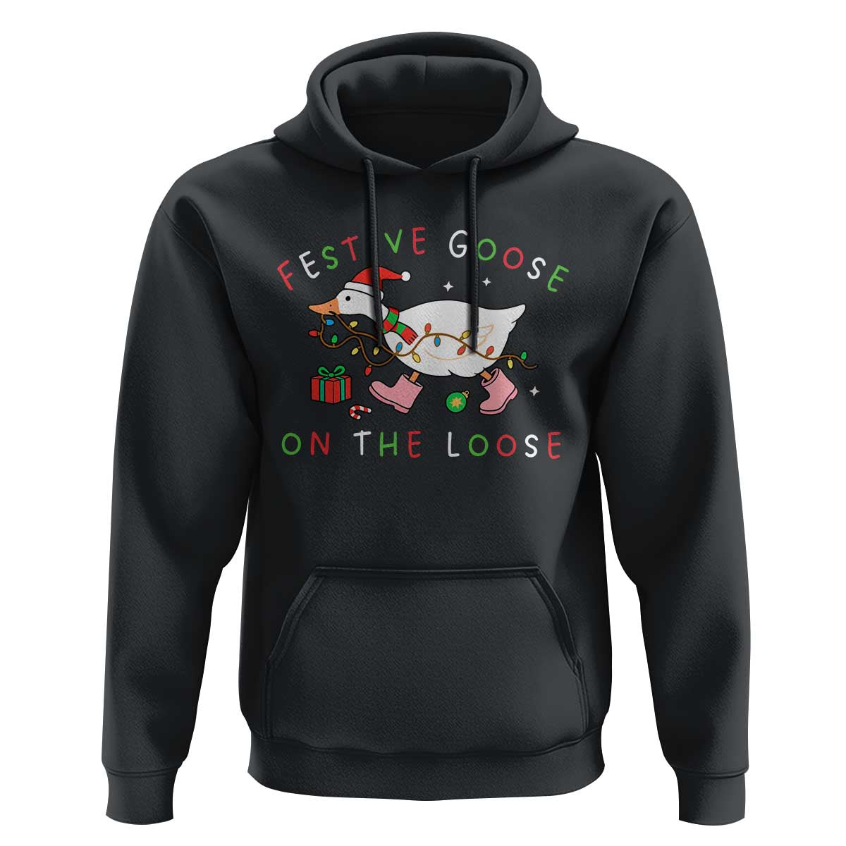 Funny Christmas Goose Hoodie Festive Goose On The Loose Xmas Duck Meme - Wonder Print Shop