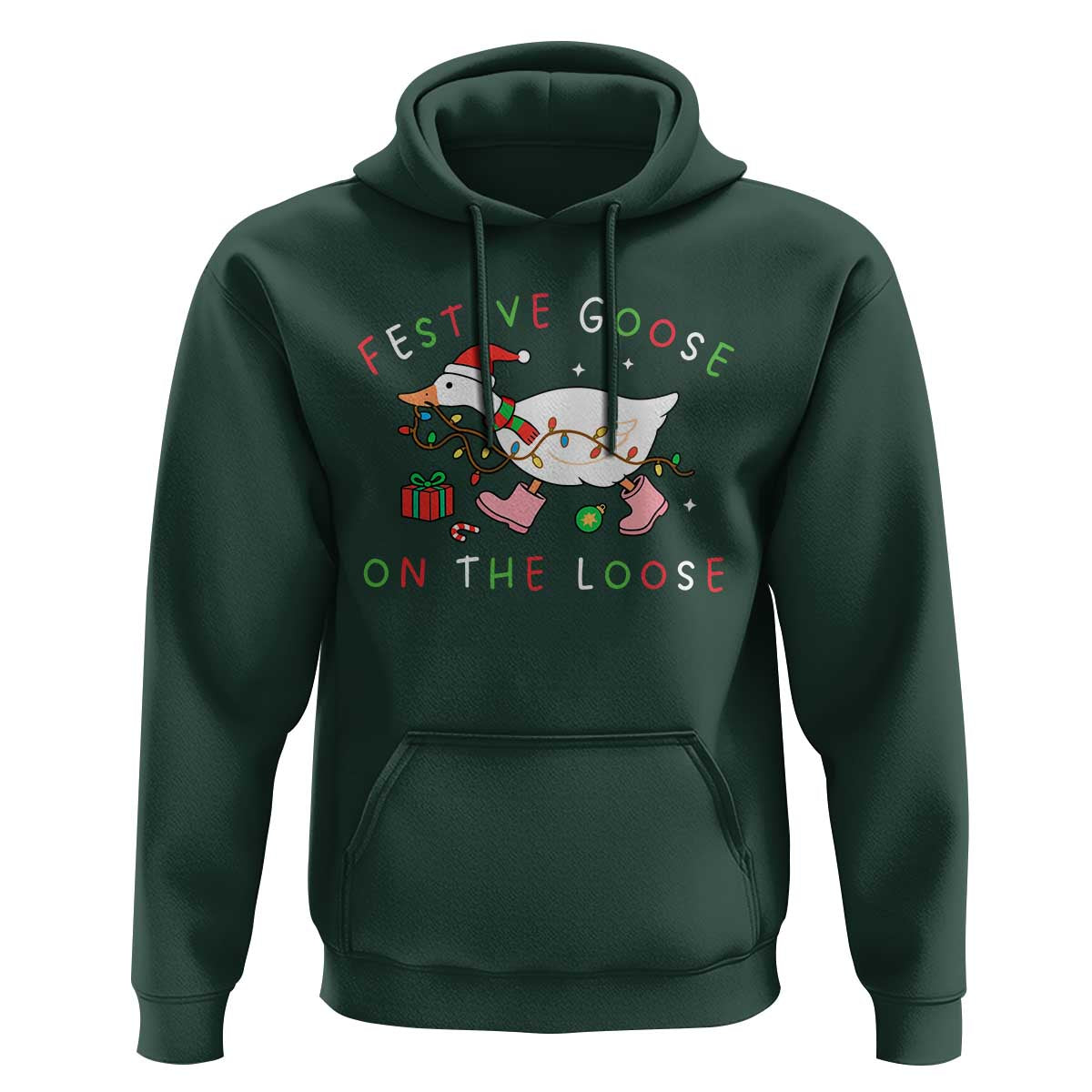 Funny Christmas Goose Hoodie Festive Goose On The Loose Xmas Duck Meme - Wonder Print Shop