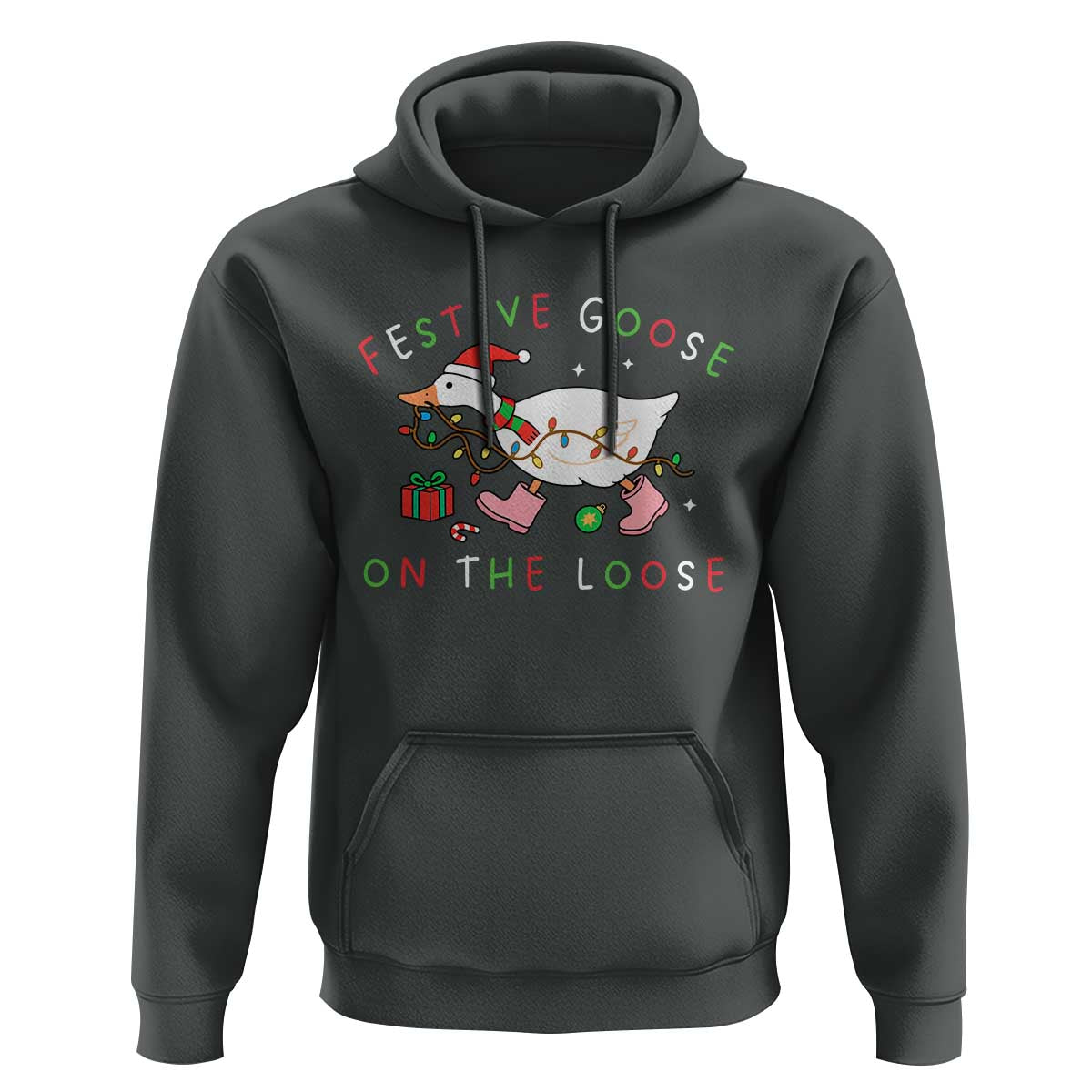 Funny Christmas Goose Hoodie Festive Goose On The Loose Xmas Duck Meme - Wonder Print Shop