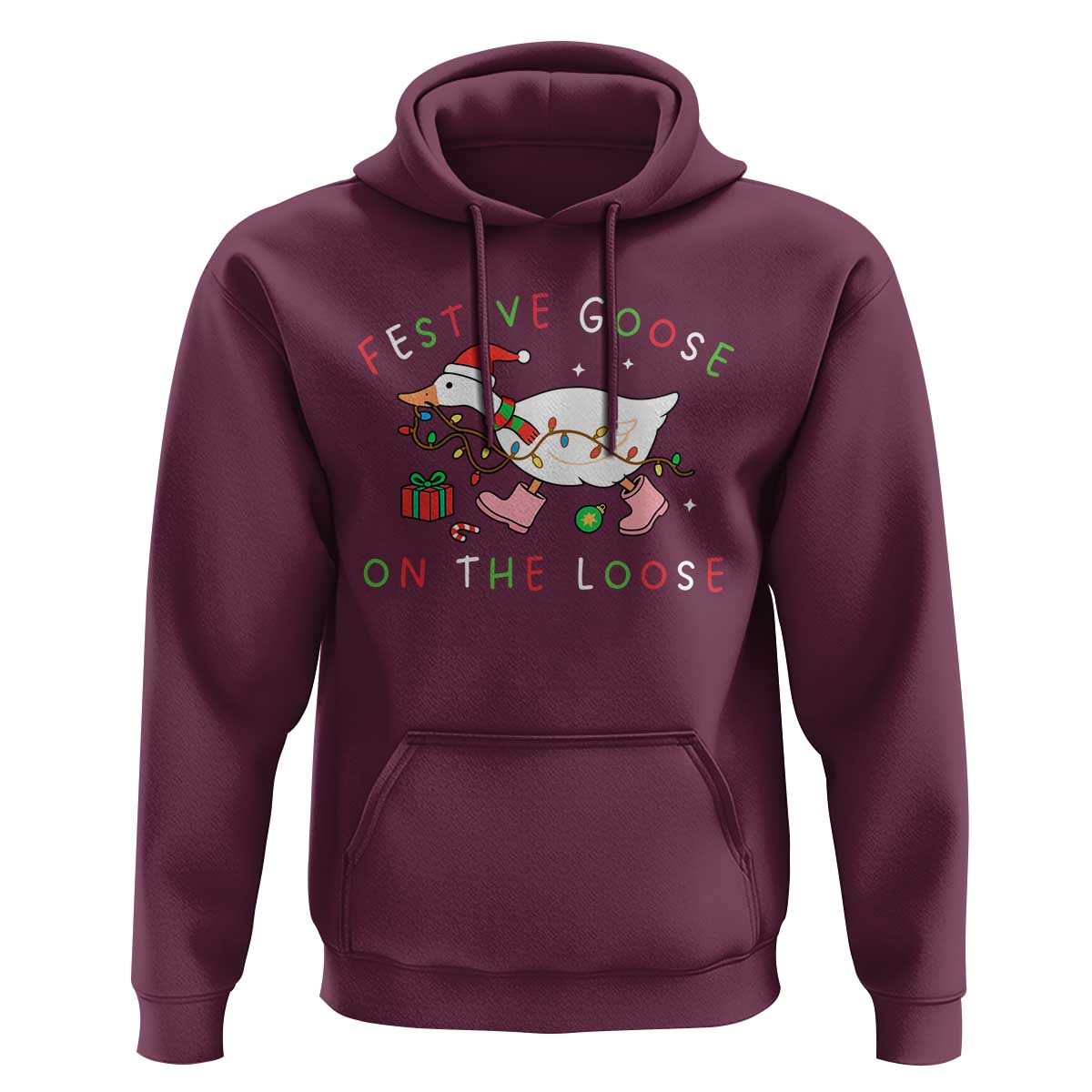 Funny Christmas Goose Hoodie Festive Goose On The Loose Xmas Duck Meme - Wonder Print Shop