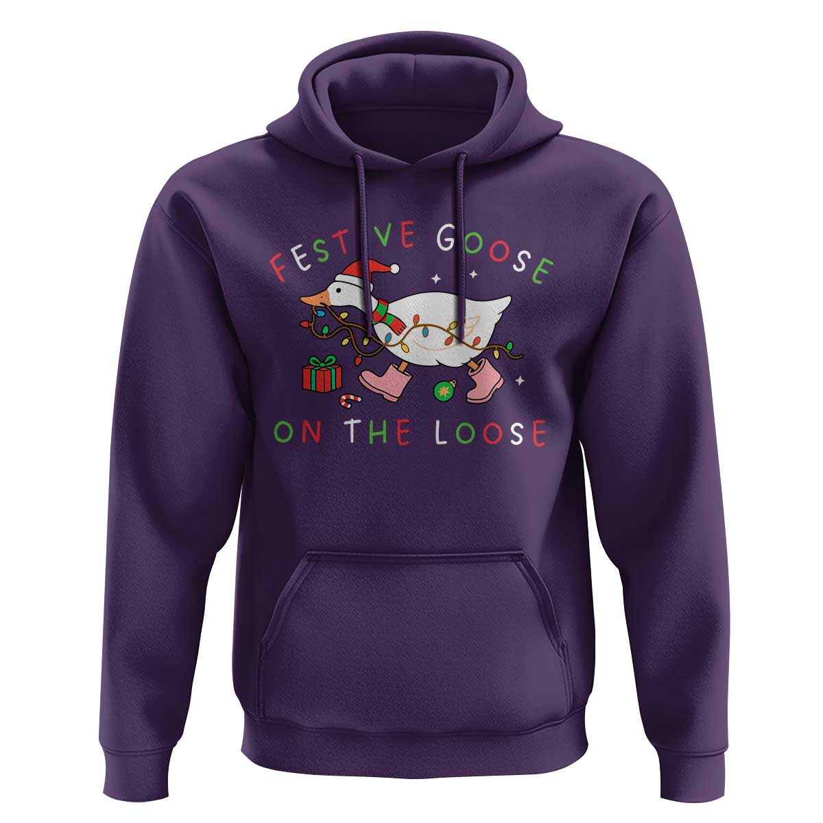 Funny Christmas Goose Hoodie Festive Goose On The Loose Xmas Duck Meme - Wonder Print Shop