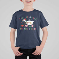 Funny Christmas Goose T Shirt For Kid Festive Goose On The Loose Xmas Duck Meme - Wonder Print Shop