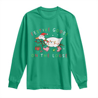 Funny Christmas Goose Long Sleeve Shirt Festive Goose On The Loose Xmas Duck Meme - Wonder Print Shop
