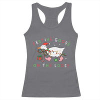 Funny Christmas Goose Racerback Tank Top Festive Goose On The Loose Xmas Duck Meme - Wonder Print Shop