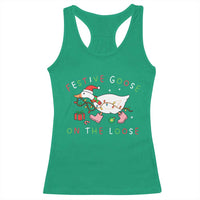 Funny Christmas Goose Racerback Tank Top Festive Goose On The Loose Xmas Duck Meme - Wonder Print Shop
