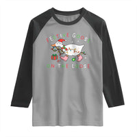 Funny Christmas Goose Raglan Shirt Festive Goose On The Loose Xmas Duck Meme - Wonder Print Shop