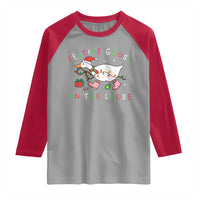 Funny Christmas Goose Raglan Shirt Festive Goose On The Loose Xmas Duck Meme - Wonder Print Shop