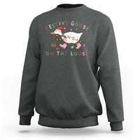Funny Christmas Goose Sweatshirt Festive Goose On The Loose Xmas Duck Meme - Wonder Print Shop