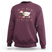 Funny Christmas Goose Sweatshirt Festive Goose On The Loose Xmas Duck Meme - Wonder Print Shop