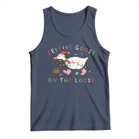 Funny Christmas Goose Tank Top Festive Goose On The Loose Xmas Duck Meme - Wonder Print Shop
