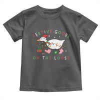 Funny Christmas Goose Toddler T Shirt Festive Goose On The Loose Xmas Duck Meme - Wonder Print Shop