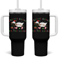 Funny Christmas Goose Tumbler With Handle Festive Goose On The Loose Xmas Duck Meme - Wonder Print Shop