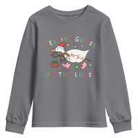 Funny Christmas Goose Youth Sweatshirt Festive Goose On The Loose Xmas Duck Meme - Wonder Print Shop