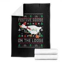 Funny Goose Ugly Christmas Throw Blanket Festive Goose On The Loose - Wonder Print Shop