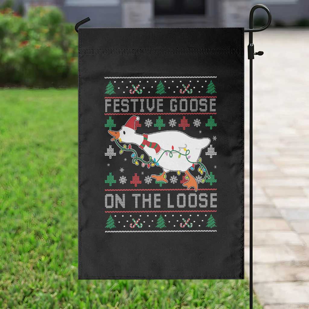Funny Goose Ugly Christmas Garden Flag Festive Goose On The Loose - Wonder Print Shop