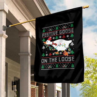 Funny Goose Ugly Christmas Garden Flag Festive Goose On The Loose - Wonder Print Shop