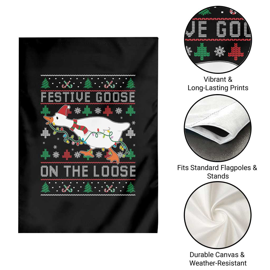 Funny Goose Ugly Christmas Garden Flag Festive Goose On The Loose - Wonder Print Shop