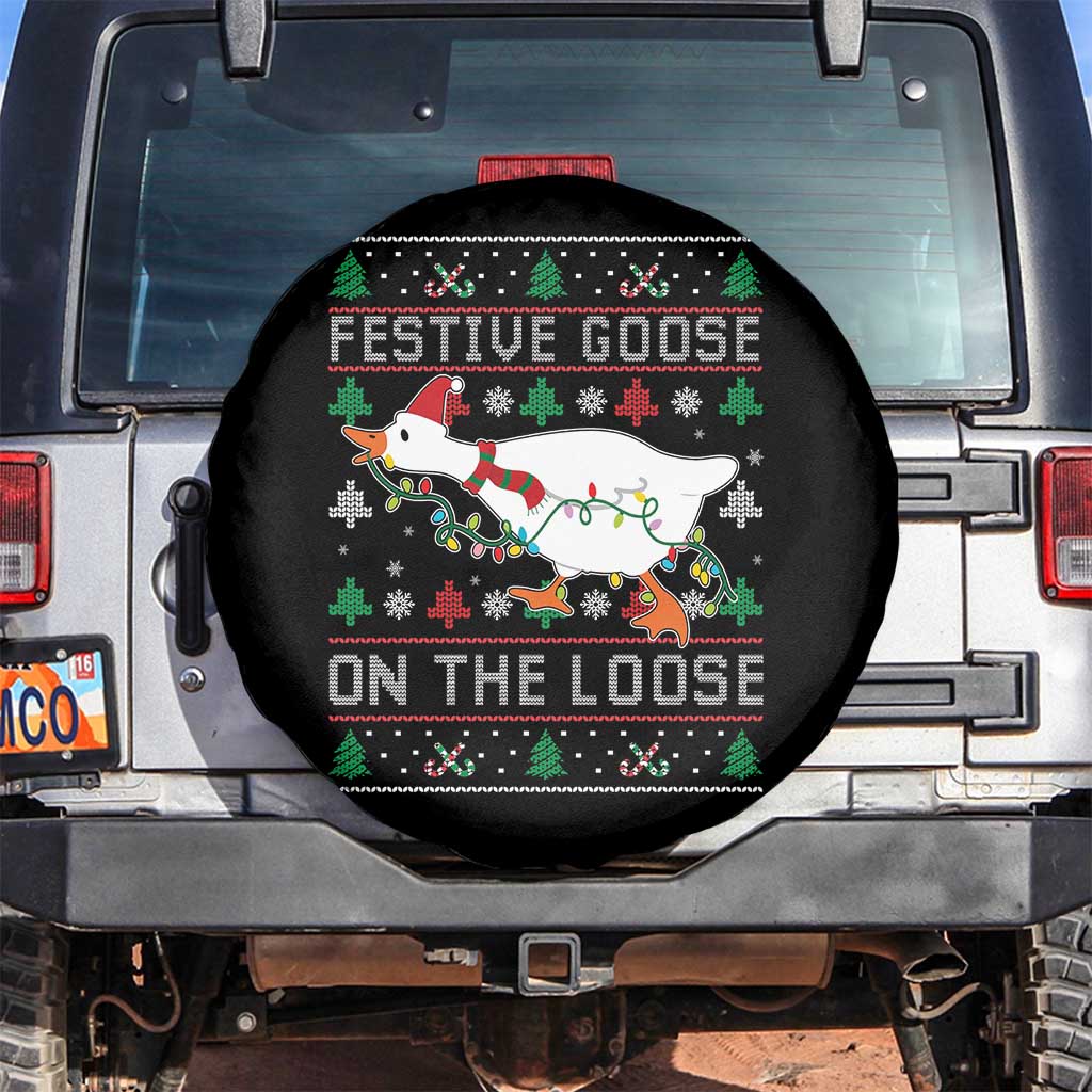 Funny Goose Ugly Christmas Spare Tire Cover Festive Goose On The Loose - Wonder Print Shop