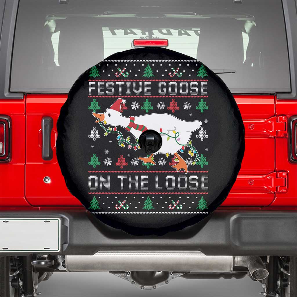 Funny Goose Ugly Christmas Spare Tire Cover Festive Goose On The Loose - Wonder Print Shop