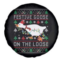 Funny Goose Ugly Christmas Spare Tire Cover Festive Goose On The Loose - Wonder Print Shop